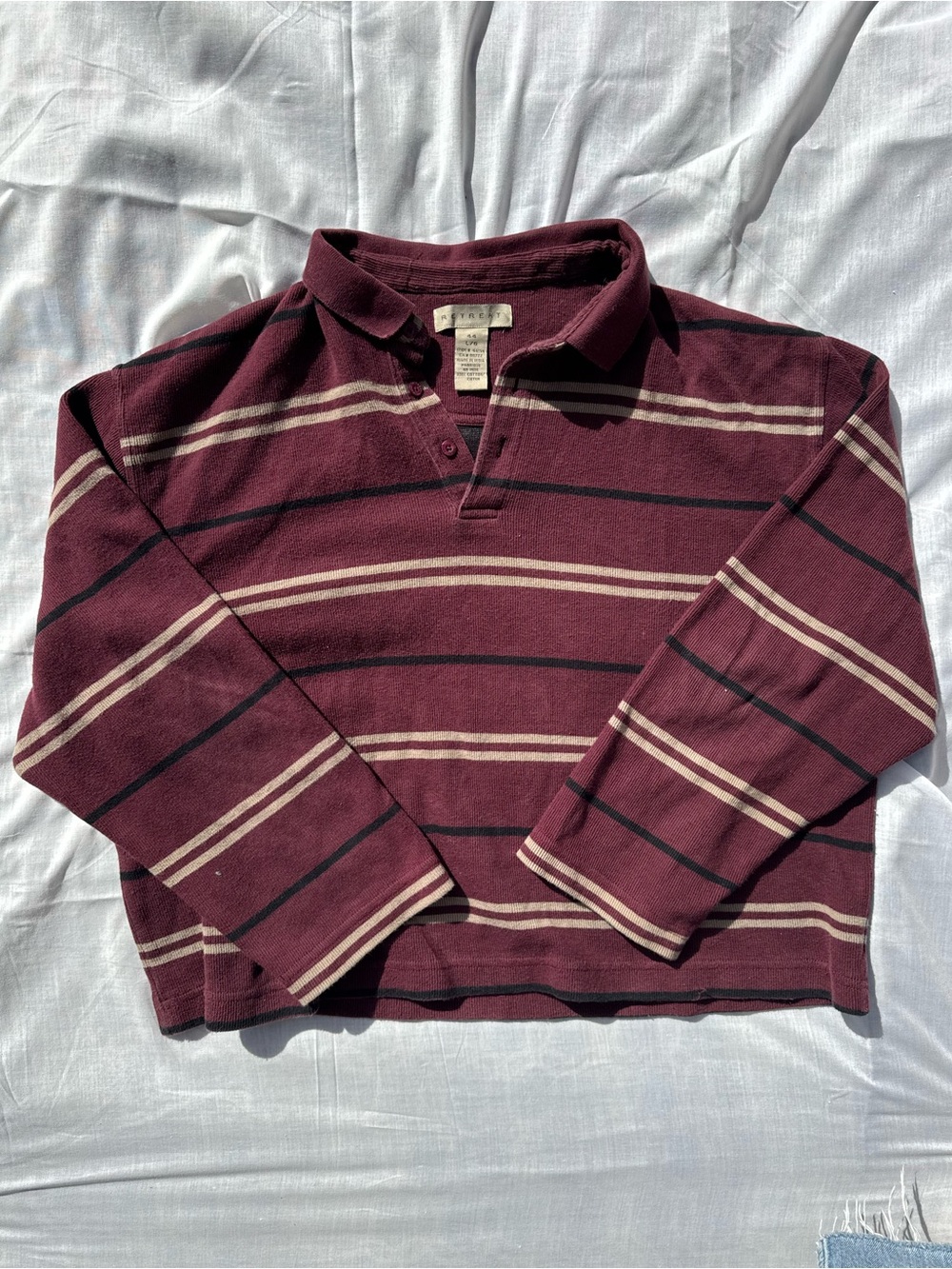 Long-Sleeve Striped Rugby Shirt Vintage Maroon